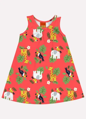 Kyly - Vestido Infantil Menina Animais Vermelho - KYLY