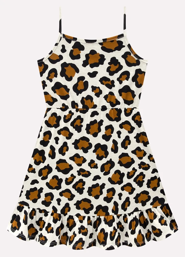 Kyly - Vestido Infantil Menina Animal Print Cinza