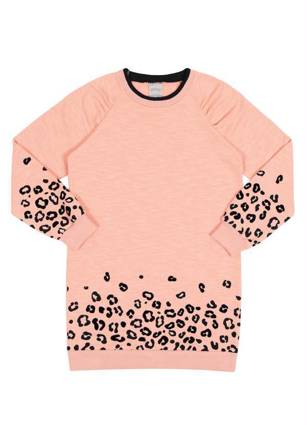 Alakazoo - Vestido Infantil Menina Animal Print Laranja