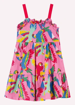 Nanai - Vestido Infantil Menina Araras Rosa - NANAI