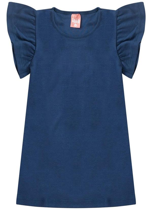 Rosa Azul - Vestido Infantil Menina Básico Iaia Azul Marinho