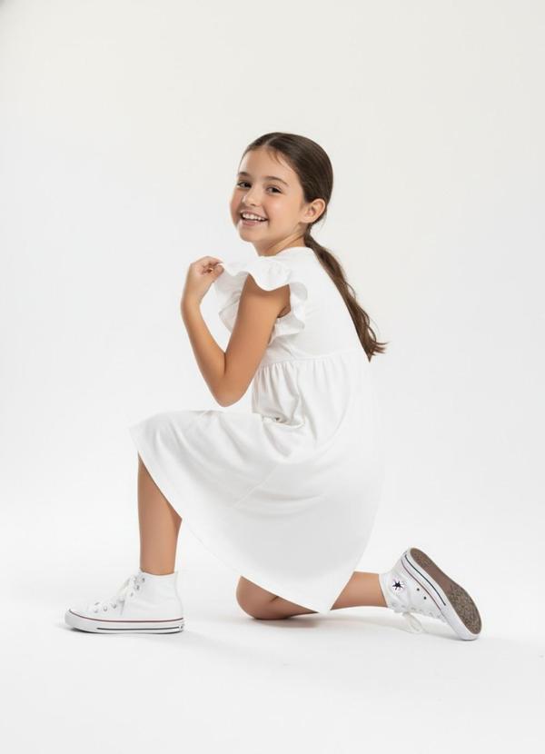 Rosa Azul - Vestido Infantil Menina Básico Iaia Branco