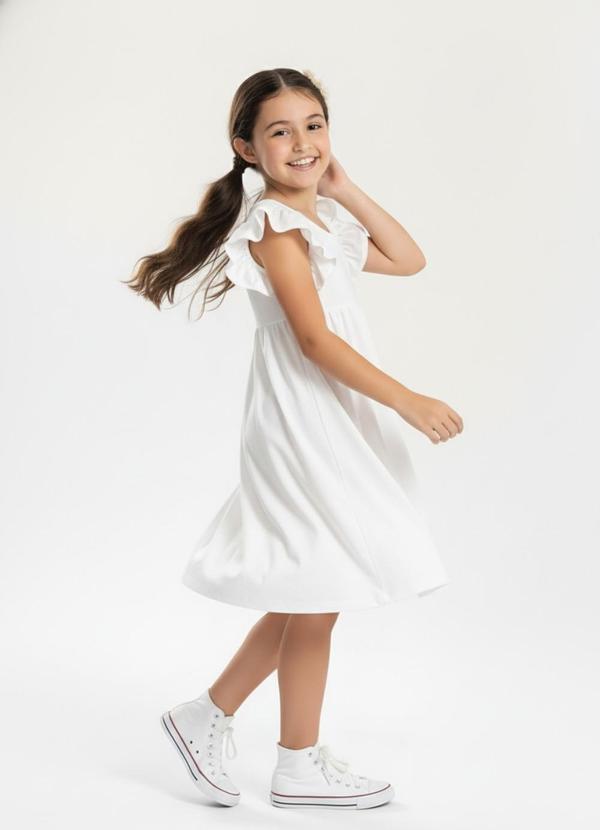 Rosa Azul - Vestido Infantil Menina Básico Iaia Branco 2