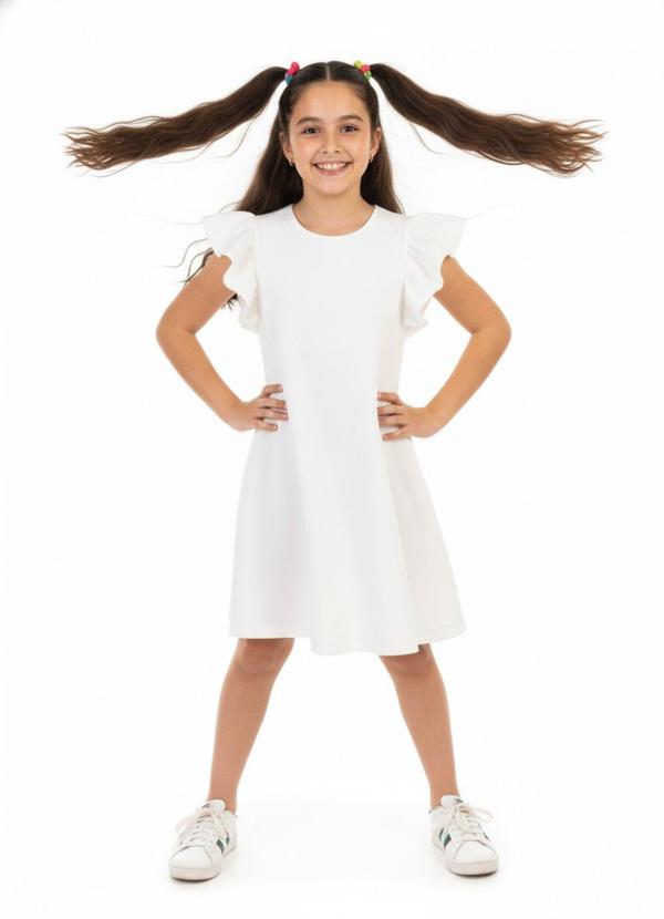 Rosa Azul - Vestido Infantil Menina Básico Iaia Off White