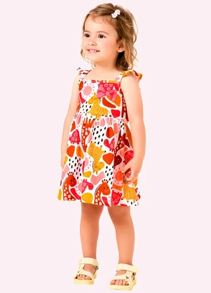 Kyly - Vestido Infantil Menina Bichinhos Branco - KYLY