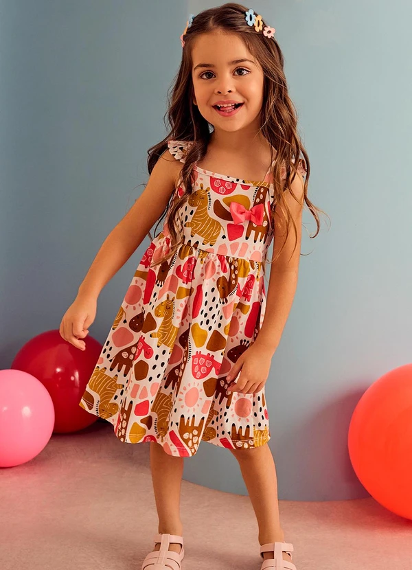 Kyly - Vestido Infantil Menina Bichinhos Branco 3