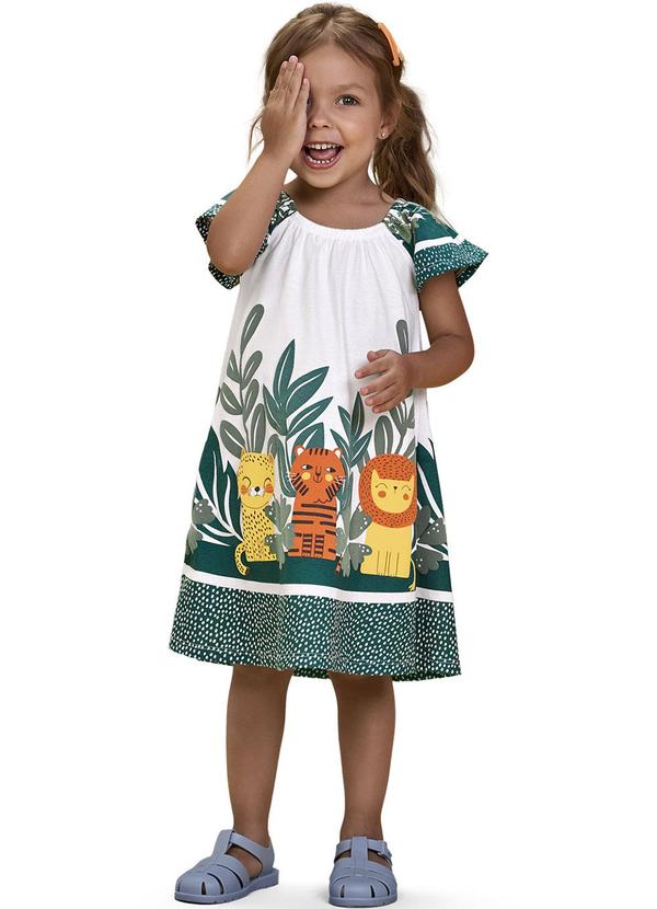 Nanai - Vestido Infantil Menina Bichinhos Verde
