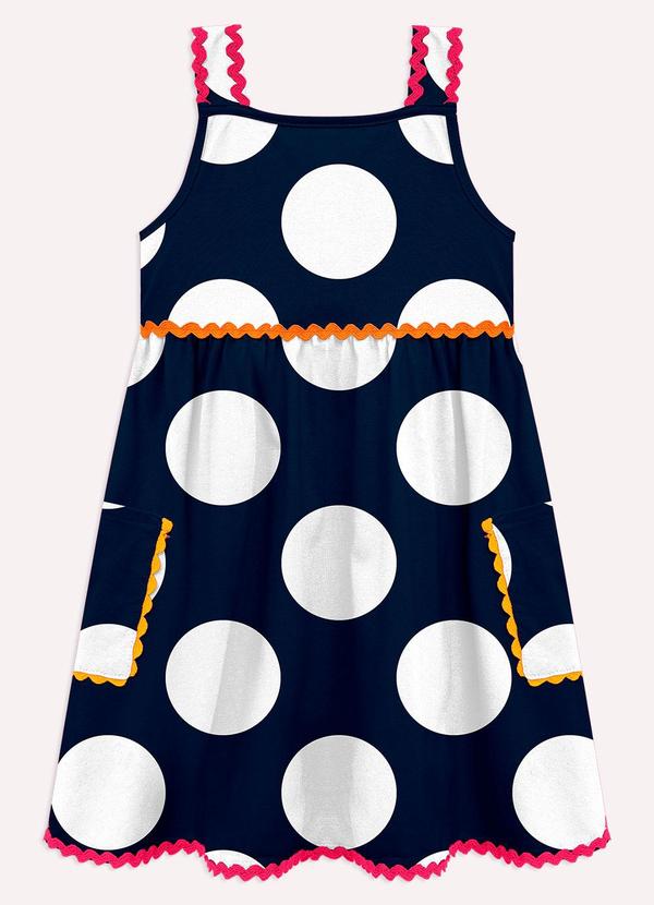 Nanai - Vestido Infantil Menina Bolinhas Azul Marinho 2