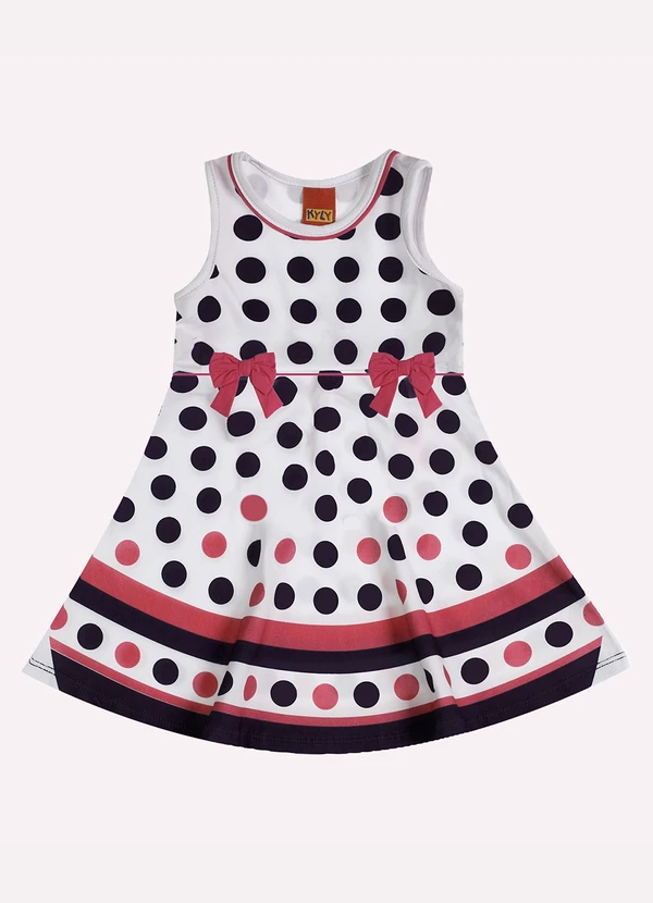 Kyly - Vestido Infantil Menina Bolinhas Branco
