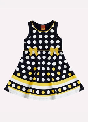 Kyly - Vestido Infantil Menina Bolinhas Marinho - KYLY