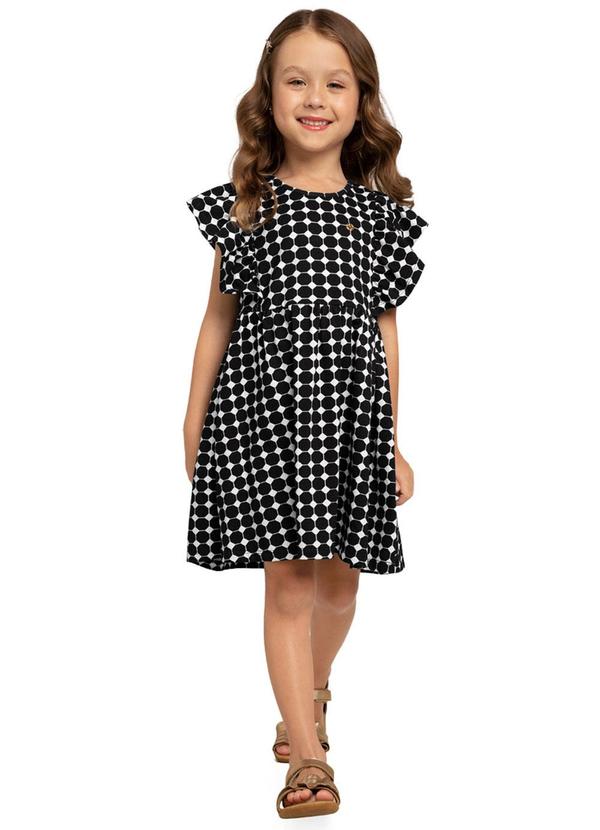 Milon - Vestido Infantil Menina Bolinhas Preto