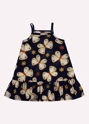 Kyly - Vestido Infantil Menina Borboletas Azul Marinho - KYLY