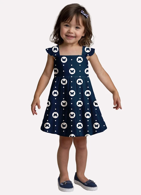 Kyly - Vestido Infantil Menina Borboletas Azul Marinho