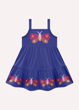 Kyly - Vestido Infantil Menina Borboletas Azul - KYLY