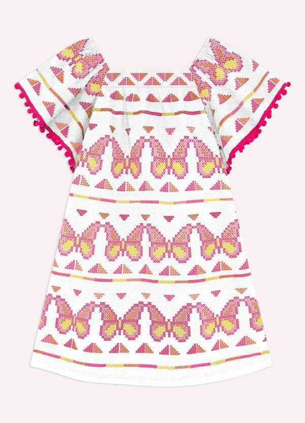 Nanai - Vestido Infantil Menina Borboletas Branco 1