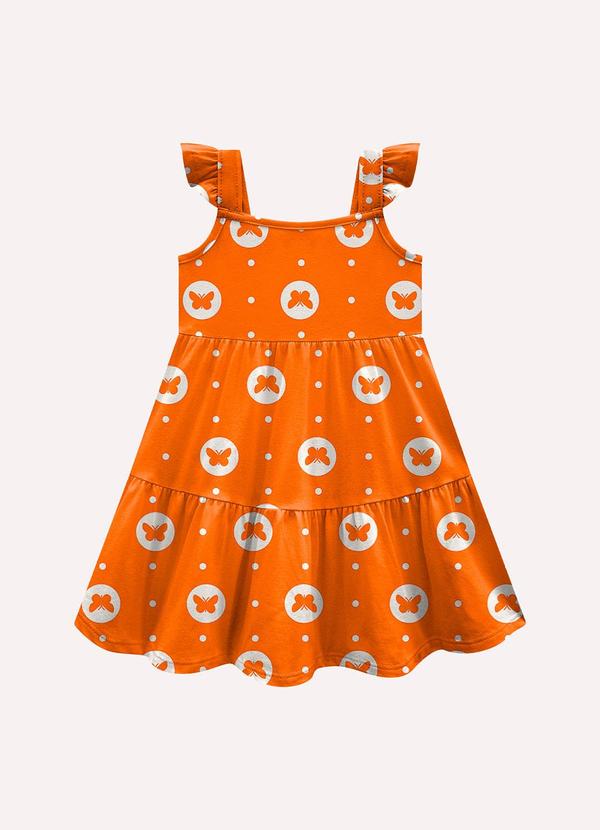 Kyly - Vestido Infantil Menina Borboletas Laranja