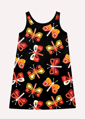 Kyly - Vestido Infantil Menina Borboletas Preto - KYLY