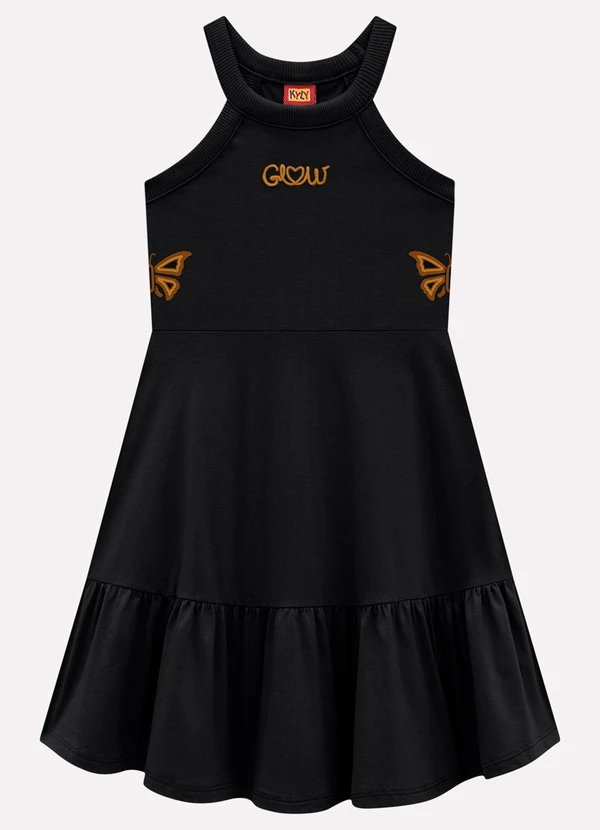 Kyly - Vestido Infantil Menina Borboletas Preto