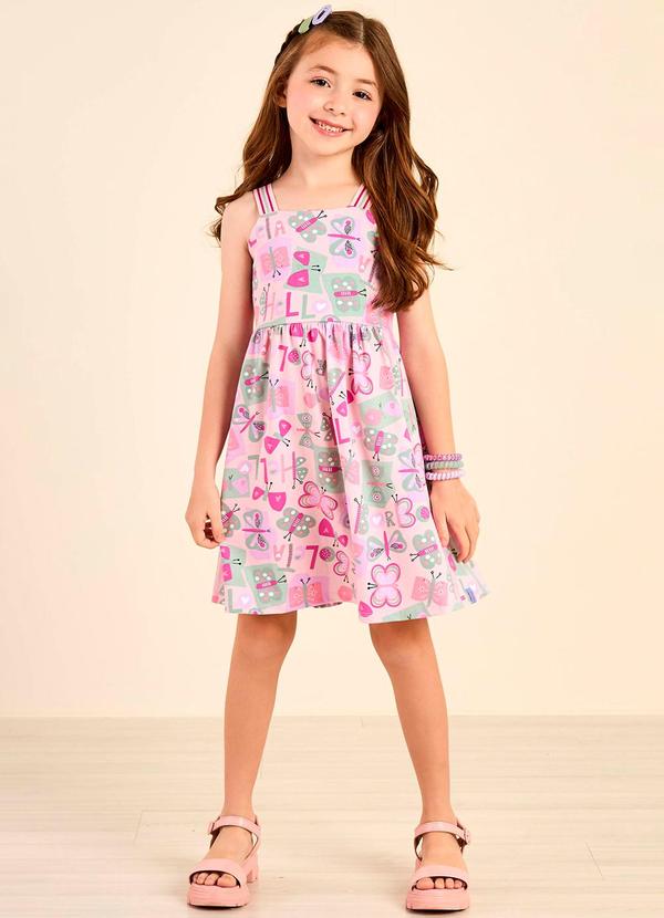 Elian - Vestido Infantil Menina Borboletas Rosa