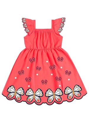 Kyly - Vestido Infantil Menina Borboletas Vermelho - KYLY