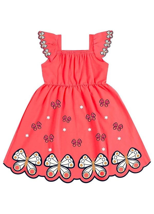 Kyly - Vestido Infantil Menina Borboletas Vermelho