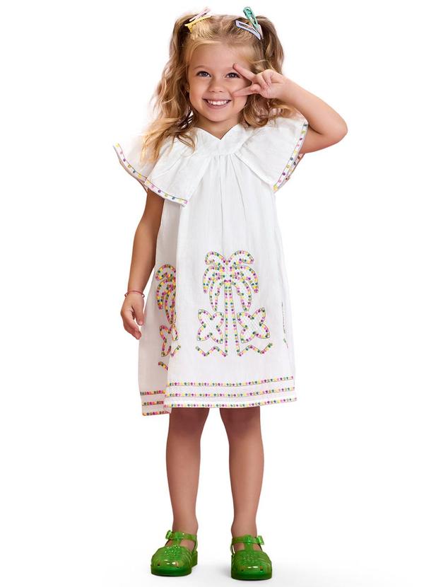 Nanai - Vestido Infantil Menina Bordado Branco