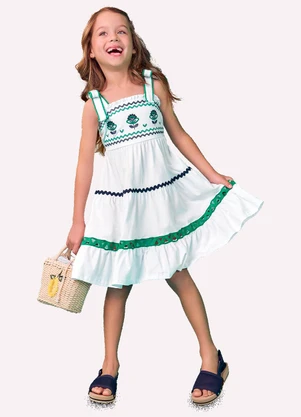 Nanai - Vestido Infantil Menina Bordado Branco - NANAI