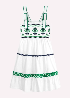 Nanai - Vestido Infantil Menina Bordado Branco - NANAI