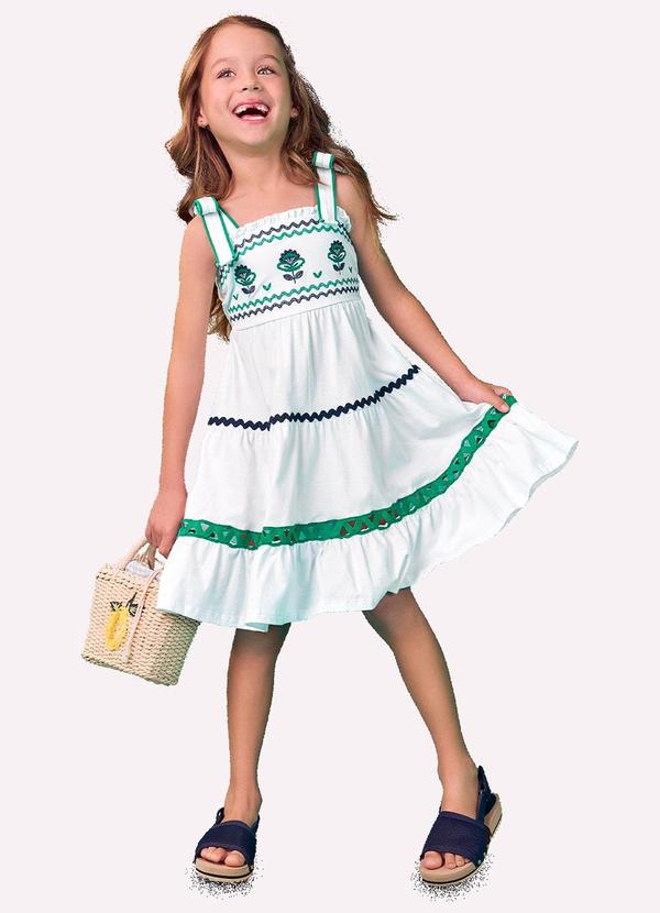 Nanai - Vestido Infantil Menina Bordado Branco 1