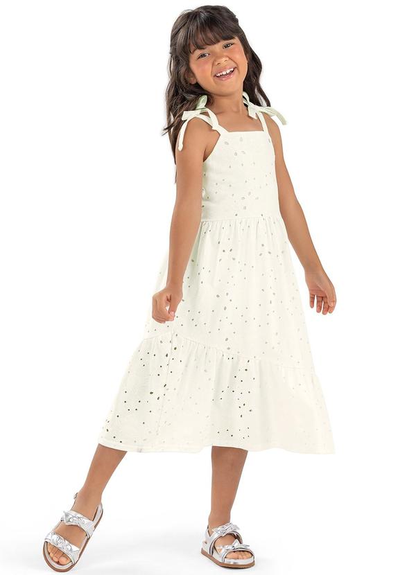 Elian - Vestido Infantil Menina Bordado Elian Bege