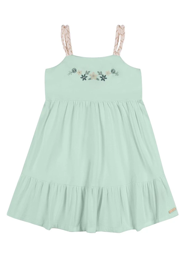Colorittá - Vestido Infantil Menina Bordado Flor Verde