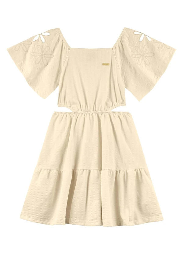 Colorittá - Vestido Infantil Menina Bordado Floral Bege 2