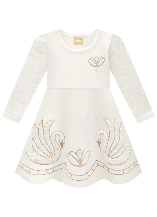 Milon - Vestido Infantil Menina Bordado Off White 2