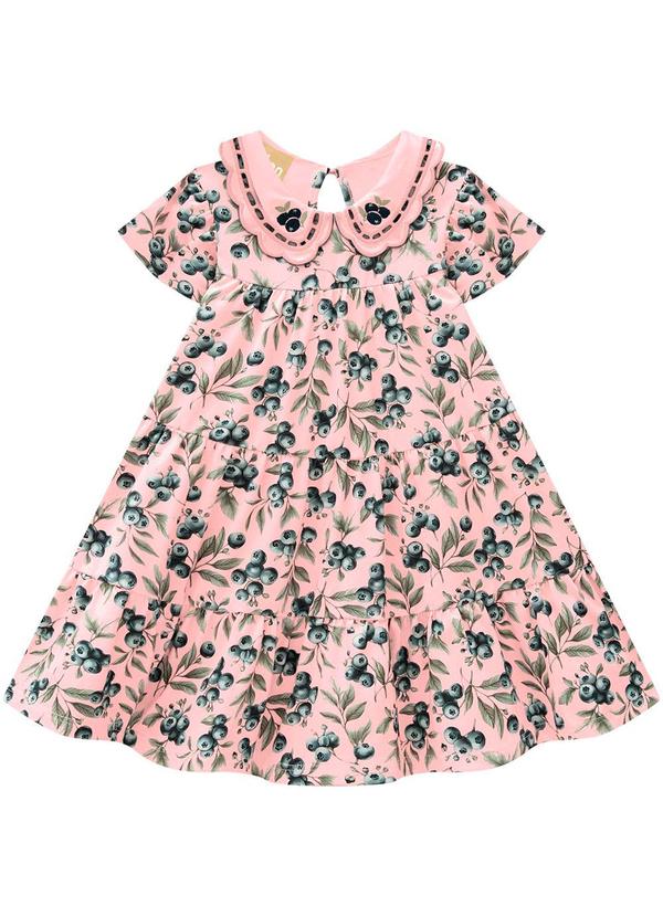 Milon - Vestido Infantil Menina Bordado Rosa 2