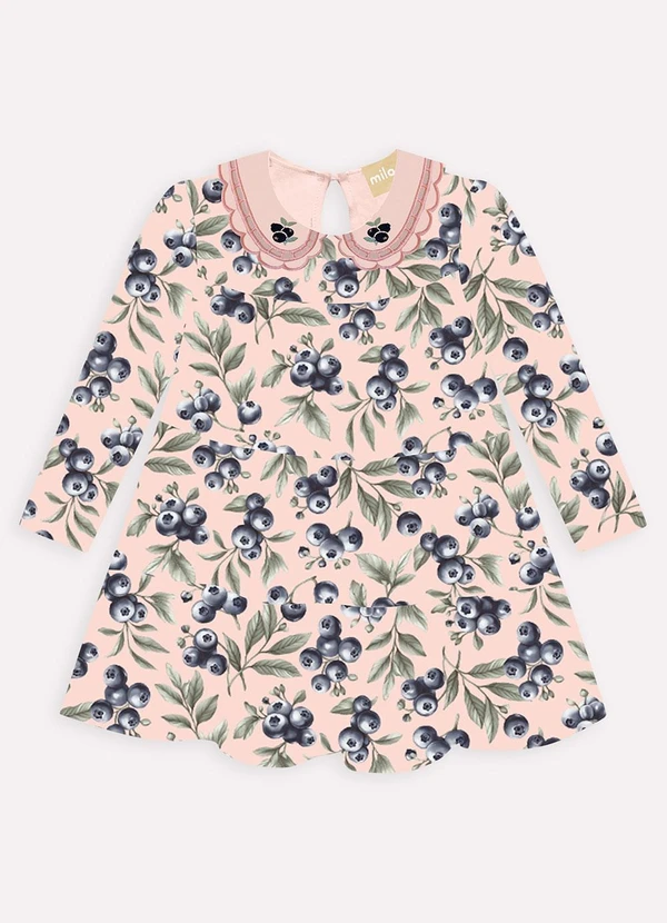 Milon - Vestido Infantil Menina Bordado Rosa