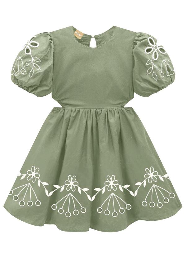 Milon - Vestido Infantil Menina Bordado Verde 2