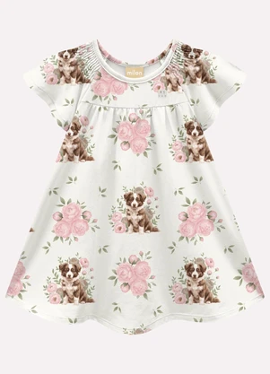 Milon - Vestido Infantil Menina Cachorrinho Branco - MILON