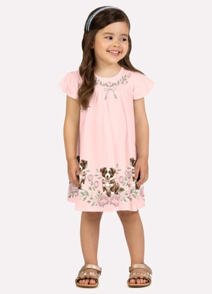 Milon - Vestido Infantil Menina Cachorrinho Rosa - MILON