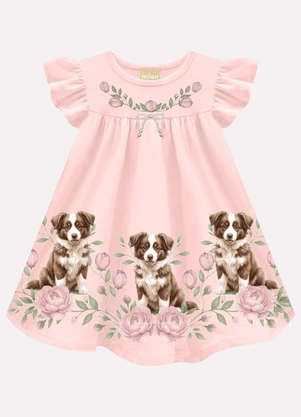 Milon - Vestido Infantil Menina Cachorrinho Rosa - MILON