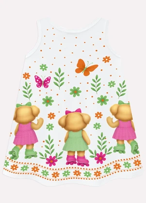 Kyly - Vestido Infantil Menina Cachorrinhos Branco - KYLY