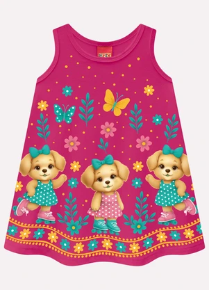 Kyly - Vestido Infantil Menina Cachorrinhos Rosa - KYLY