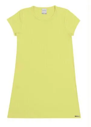 Alakazoo - Vestido Infantil Menina Canelado Básico Amarelo - ALAKAZOO