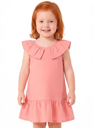 Colorittá - Vestido Infantil Menina Canelado Eco Rosa - COLORITTÁ