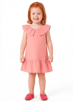 Colorittá - Vestido Infantil Menina Canelado Eco Rosa - COLORITTÁ