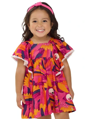 Elian - Vestido Infantil Menina Cantarim Babados Rosa - ELIAN