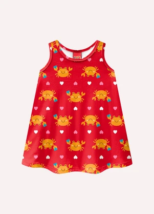 Kyly - Vestido Infantil Menina Carangueijos Vermelho - KYLY