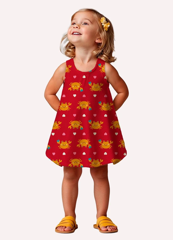 Kyly - Vestido Infantil Menina Carangueijos Vermelho 1