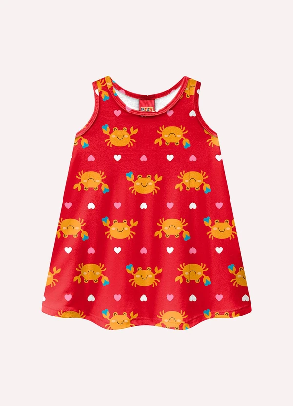 Kyly - Vestido Infantil Menina Carangueijos Vermelho 2