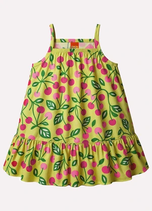 Kyly - Vestido Infantil Menina Cerejas Amarelo - KYLY