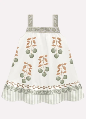 Milon - Vestido Infantil Menina Cerejas Branco - MILON